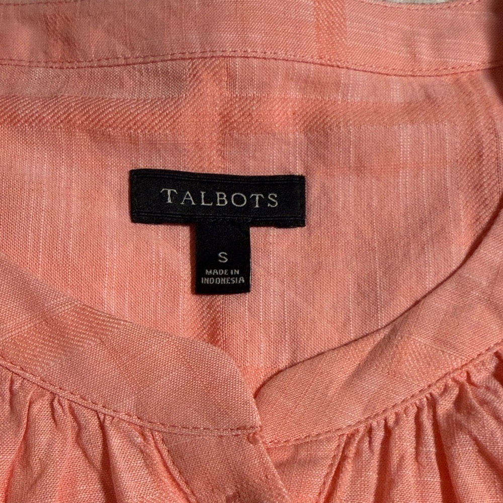 Peachy Talbots Coral Long-Sleeve Henley Blousy